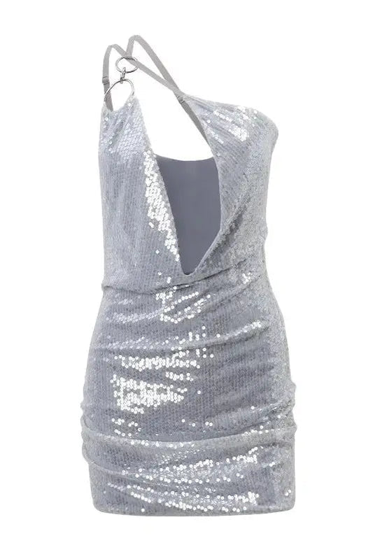 Silver Sequin Mini Dress