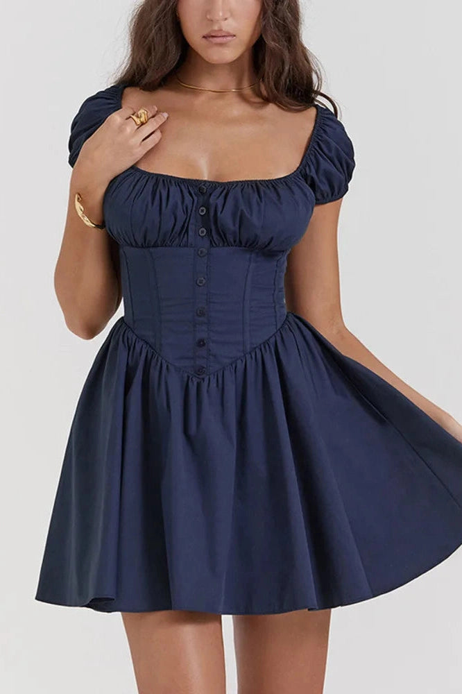 Elegant Slim Fit Square Neck Mini Dress