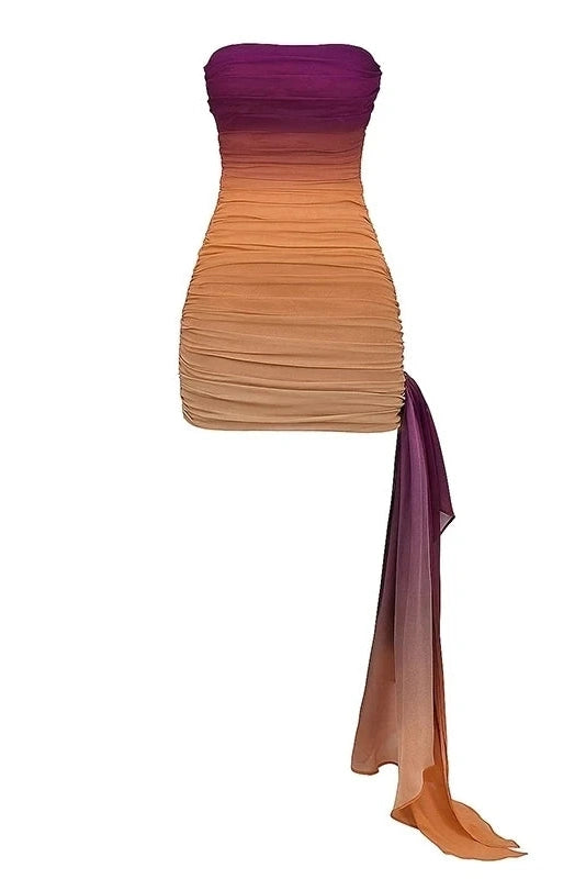 Strapless Off-Shoulder Mini Dress with High Waist