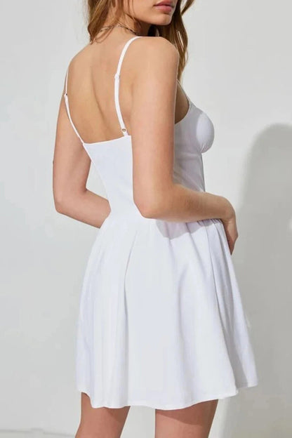 Printed Mini Dress with Spaghetti Straps and Tie-Up Detail