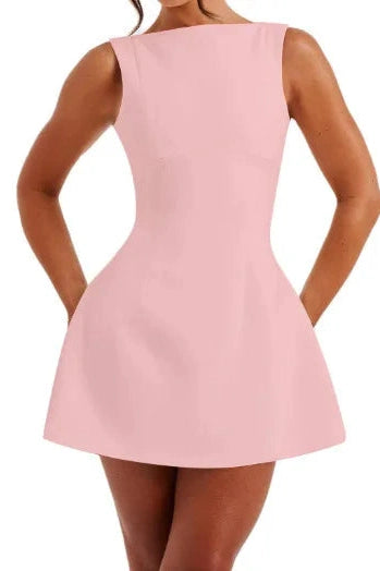 Sleeveless Backless High Waist Slim Mini Dress