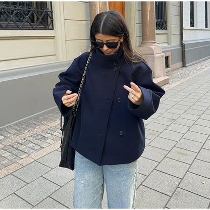 Stylish Versatile Jacket Stand-collar Women's Classic Casual Mature Elegant 2025 Autumn Coat Trend Edgy High-quality Street Wear