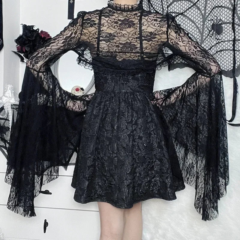 Long Sleeve Punk Mesh Top