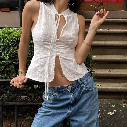 Bandage Sleeveless Slim Vacation Cami Top