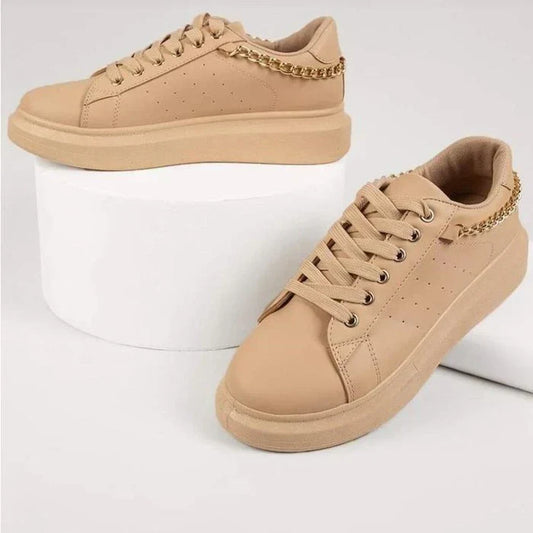 Women's Casual Lace Up Sneakers with Chain Style | Ideal for Casual Days