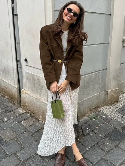 Fashion Turn Down Collar Suit Jacket for Women Casual Long Sleeve Single Breasted Female Coats Autumn Office Ladies Suits