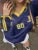 Football Track Women T-shirts Autumn Printed Striped Long Sleeve V-neck Oversized Tops Female Active Casual Streetwear