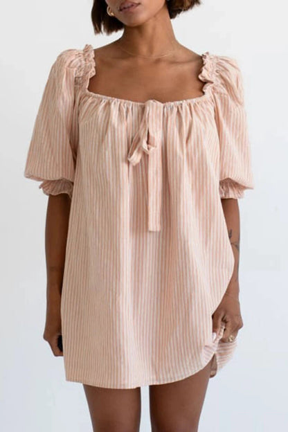 Puff Sleeve Loose Mini Dress