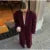Fashion Burgundy Red Woolen Long Coat Women Oversized Shoulder Pads Full Sleeve Double Breasted Overcoats Autumn Lady Streetwear