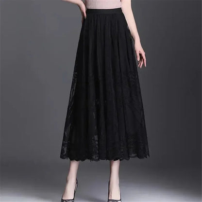 New Elegant Skirt Autumn Fashion A-line Winter Mid-length Women’s High-waisted Gothic Mujer Faldas