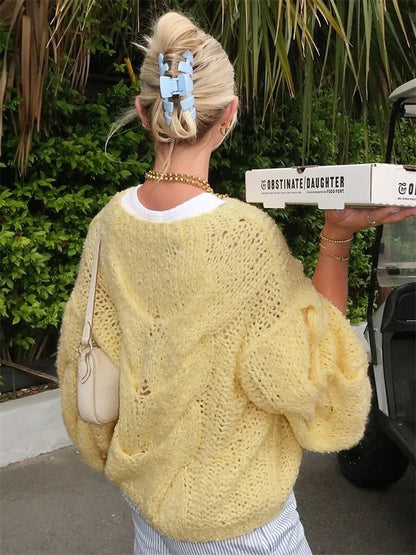 Casual Knitwear Sweater Pullover Female Loose Fashion See-Through Autumn  Beach Holiday Clothes Women’s Knit Pullover