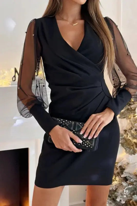 Lace Long Sleeve Mini Dress