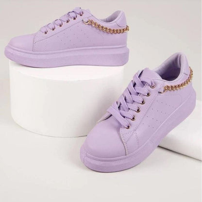 Women's Casual Lace Up Sneakers with Chain Style | Ideal for Casual Days