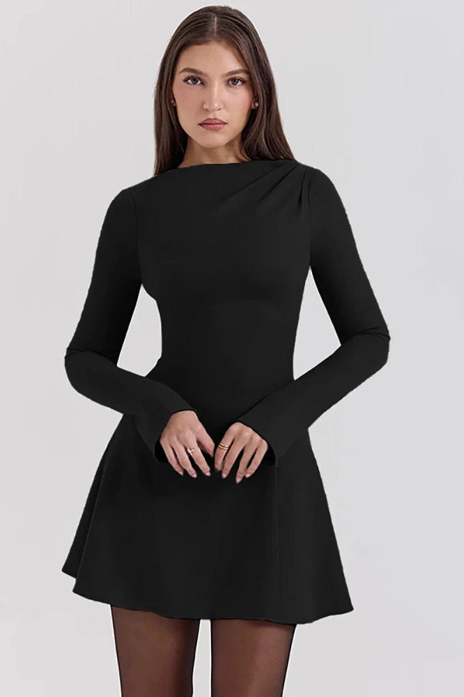 Elegant Long Sleeve A-Line Mini Dress