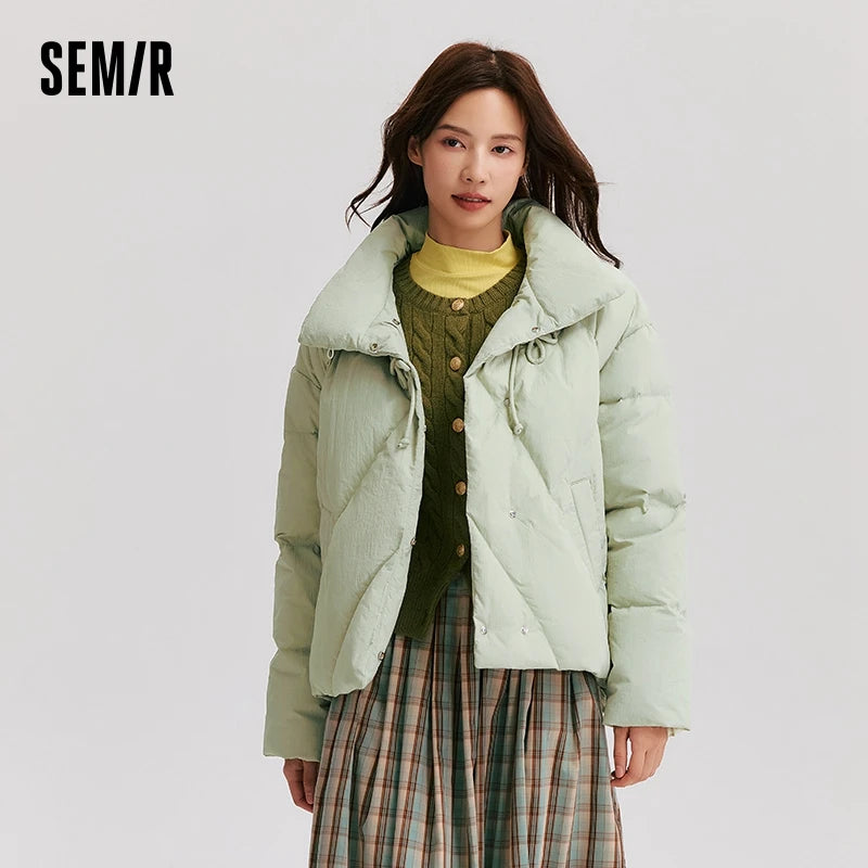 Down Jacket Women Chinese Style Disk Button Gentle Series Sweet  New Winter Stand Collar Loose Texture Thick Coat
