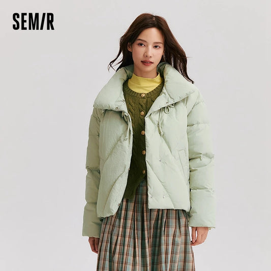 Down Jacket Women Chinese Style Disk Button Gentle Series Sweet  New Winter Stand Collar Loose Texture Thick Coat