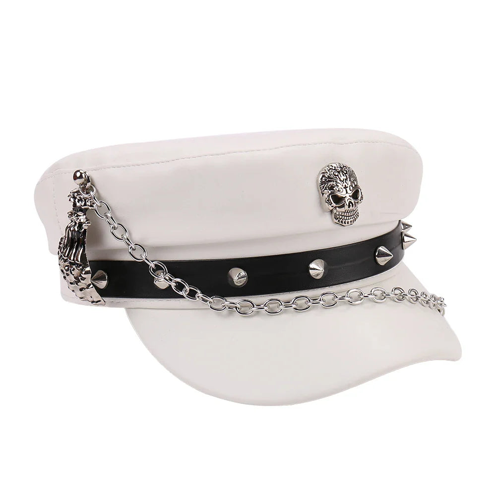 Leather Skull Claw Chain Hat