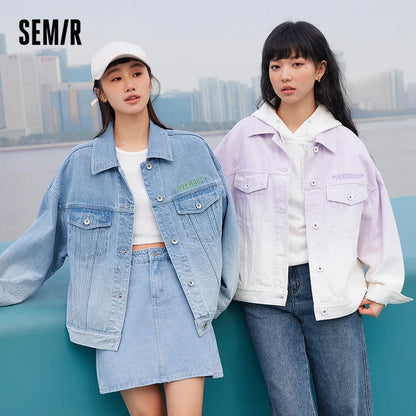 Denim Jacket Women Gradual Loose Temperament  Spring New Embroidered Jacket Trend