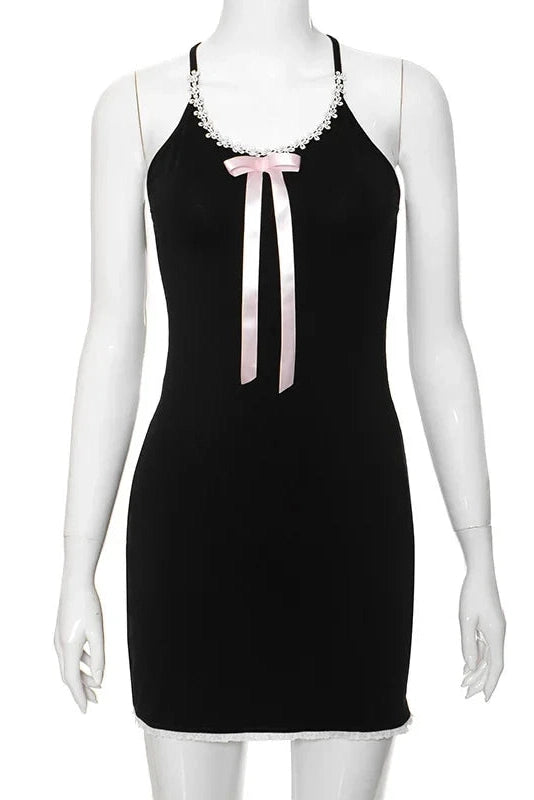 Lace Backless Bodycon Mini Dress