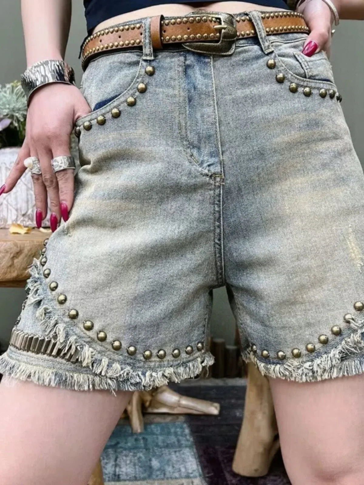 Wide Leg Tassel Detail Shorts