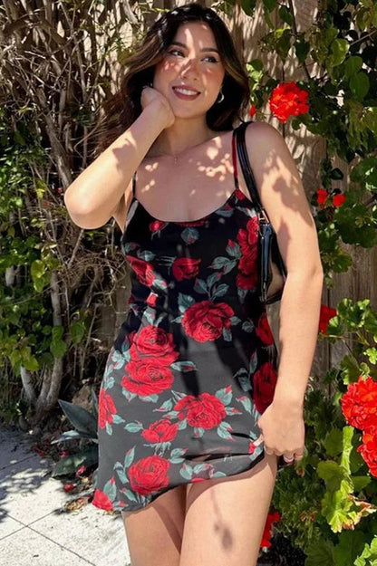 Lace-Up U Neck Straps Sleeveless Mini Dress