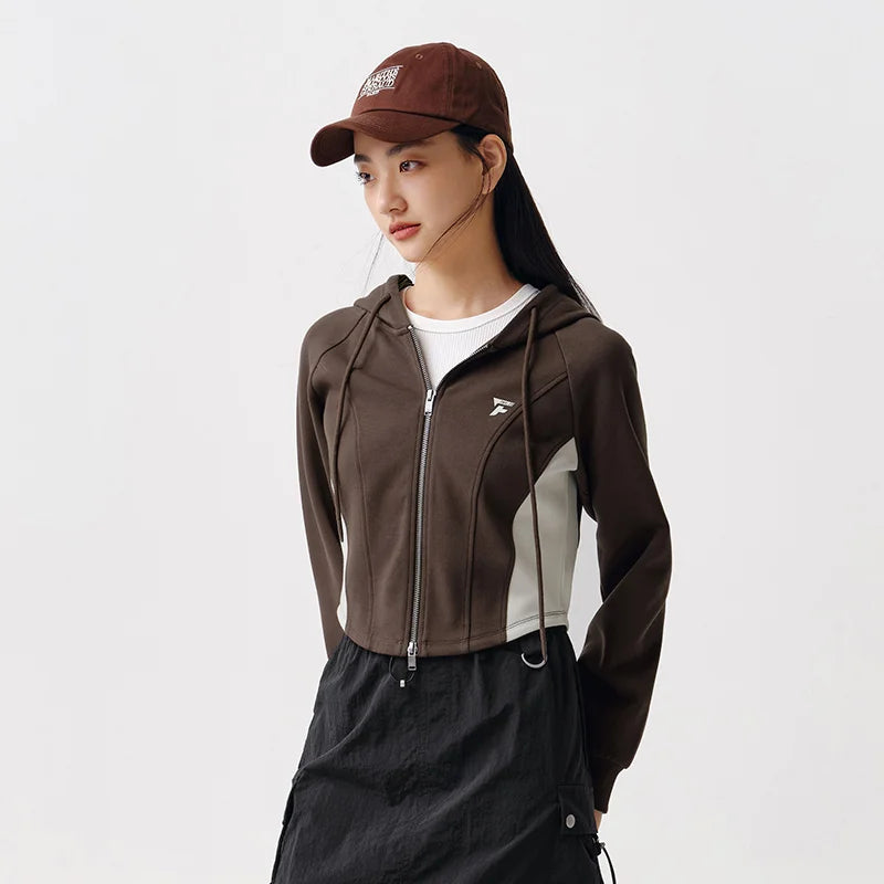 Outerwear Women Short Style Raglan-sleeved Vintage Simple Spring Slimming Skinny Hooded Jacket Sporty Style