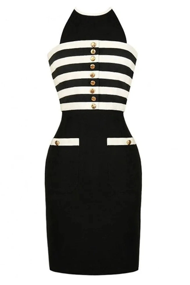 Sleeveless O Neck Slim Fit Mini Dress with Straps
