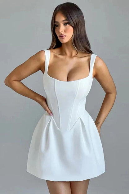 Elegant Square Neck Mini Dress
