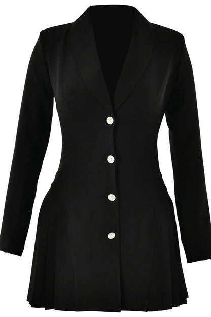 Slim Bodycon Pleated Mini Dress with Long Sleeves