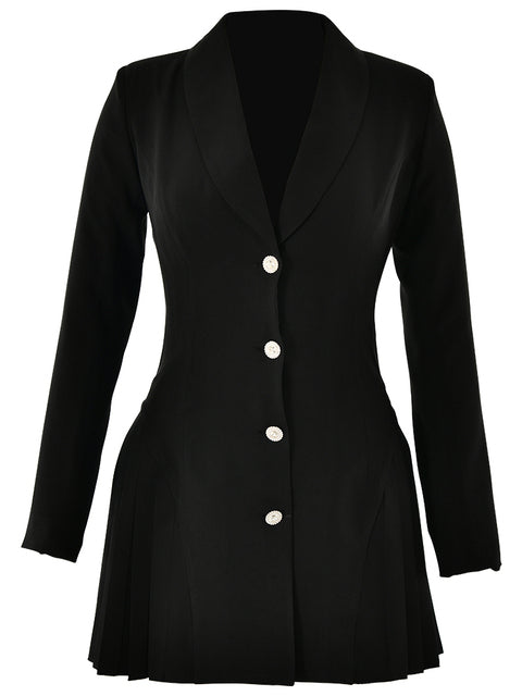 Fashion Long Sleeved Suit Button Slim Women Dress Jacket Sexy Bodycon Pleated Short Skirt Suit Autumn New  Clothing