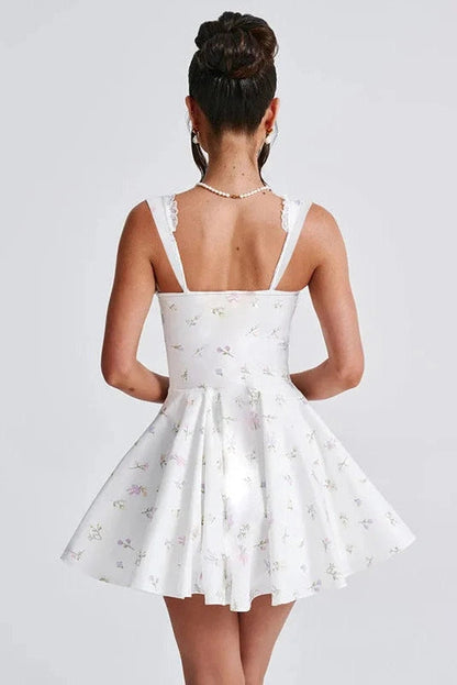Printed Pleated Bodycon Mini Dress