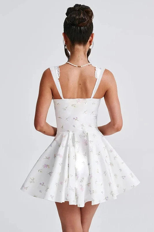 Printed Pleated Bodycon Mini Dress