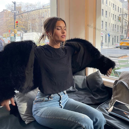 Street Fashion Shawl Collar Faux Fox Fur Coat Women  Winter Cool Girls Black Short Fur Jacket Vintage Chic Overcoat