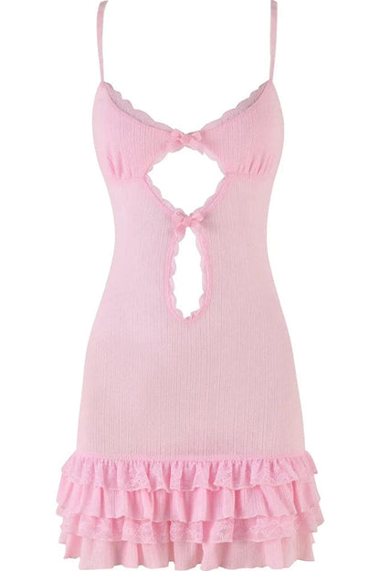 Hollow Out Spaghetti Strap Mini Dress