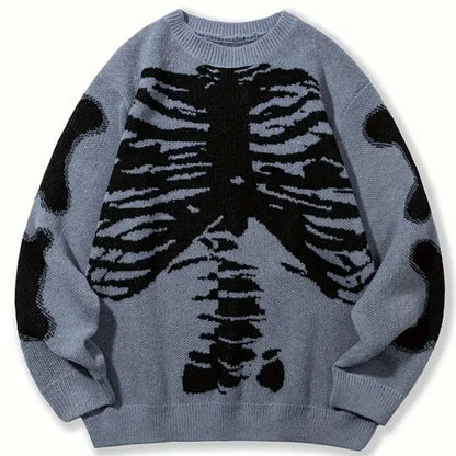 Europe and the United States street hip-hop sweater street loose skull knit long-sleeved sweater