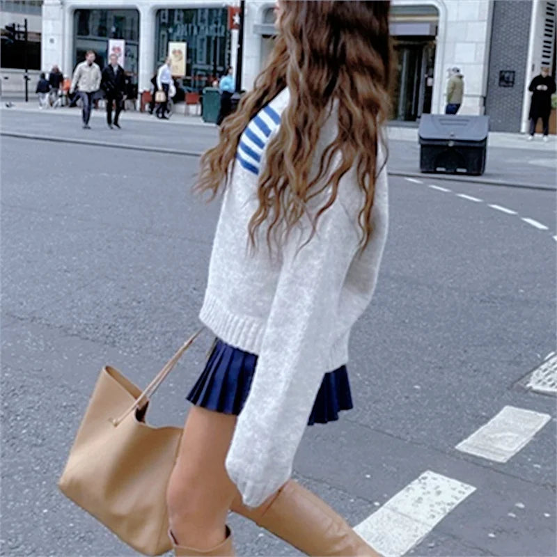 temperament commuter style pullover sweater for women’s autumn and winter new loose all-match crew-neck knitwear