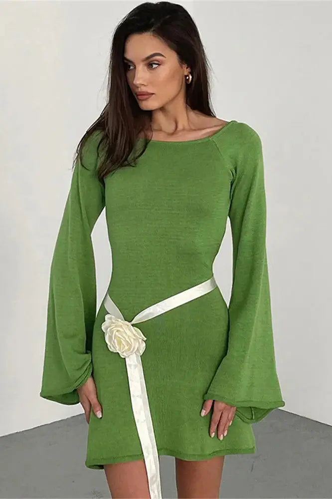 Knit Lace-Up Mini Dress