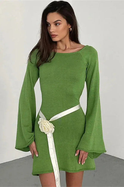 Knit Lace-Up Mini Dress