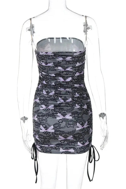 Drawstring Bandeau Mini Dress