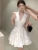 Y2K Halter Backless Short Dresses for Women V-neck Jacquard Sleeveless A-line Birthday Party Dress Prom Mini Vestidos Mujer New