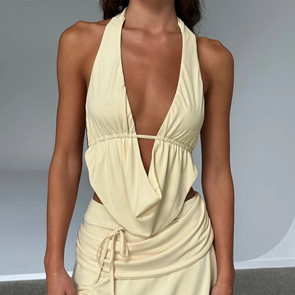 Spring summer Europe and the United States cross-border women’s halter strap sexy halter sleeveless vest slim top