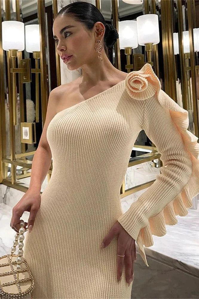 One-Shoulder Patchwork Mini Dress