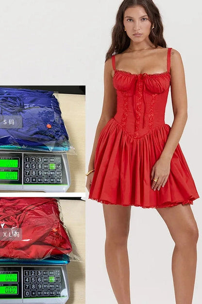 Spaghetti Strap Lace Patchwork Mini Dress