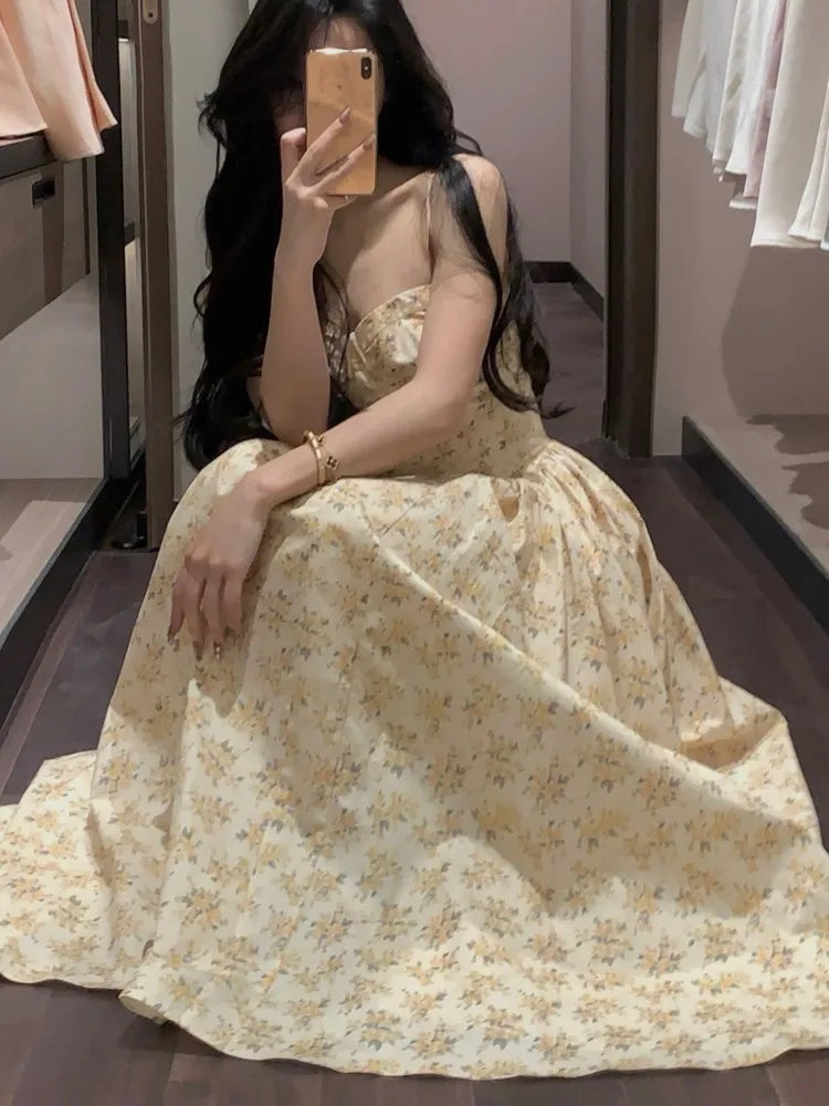 Elegant A-line Princess Dresses for Women Spaghetti Strap Evening Party Dress Prom Robe Korean Fashion Summer Vestido Mujer New