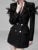 New Fashion Lace Patchwork Design Notched Collar Double Breasted Contrast Color Women’s Suit Dress 2025 Spring Winter A6718