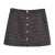 French Retro Women Black Weave Gold Line Tweed Blazer High Waist Center Buttons Back Zipper Mini Skirt Set Suits 2 pieces 1 set