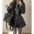 Autumn New 3 Piece Set Women Kawaii Skirt Suits Female Short Coat Pleated Mini Skirt Striped Shirt Y2K Korean Fashion Outfits