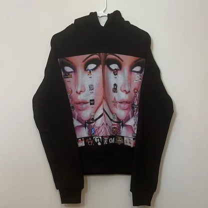 Drolandmiller Y2K Gothic Oversized Grunge Hoodie