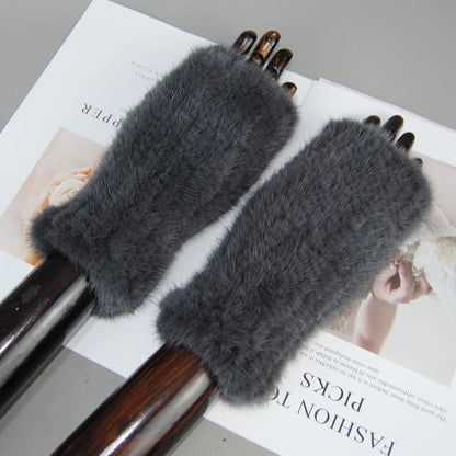 Winter Warm Fingerless Mink Fur Gloves