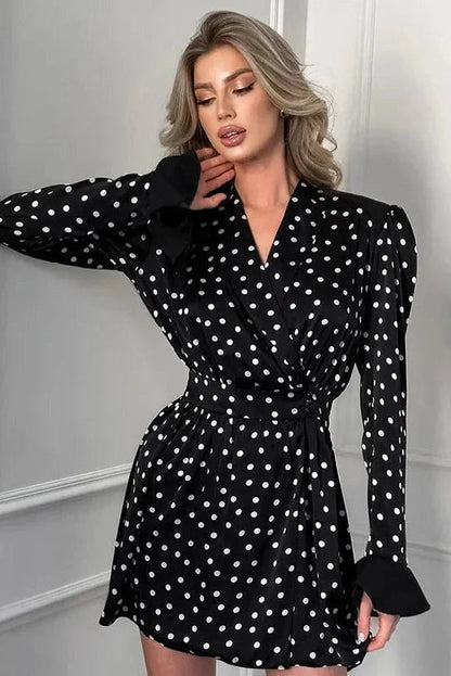 Lace Up Puff Sleeve A-Line Mini Dress